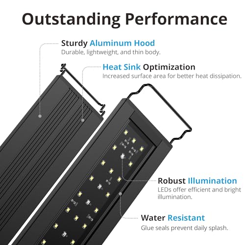 NICREW C10 Plant Aquarium Light, 18-24 in, 13W, Full Spectrum with Timer - size: 18 - 24 in