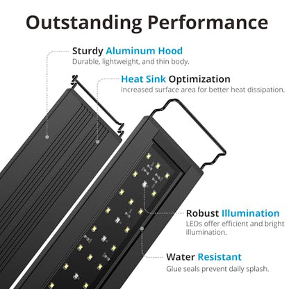 NICREW C10 Plant Aquarium Light, 18-24 in, 13W, Full Spectrum with Timer - size: 18 - 24 in