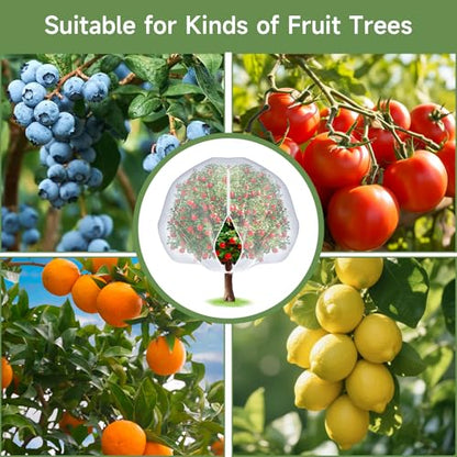Fruit Tree Netting with Zipper and Drawstring, 6Ft x 6Ft, 2Pcs - size: 6Ft x 6Ft(2Pcs)