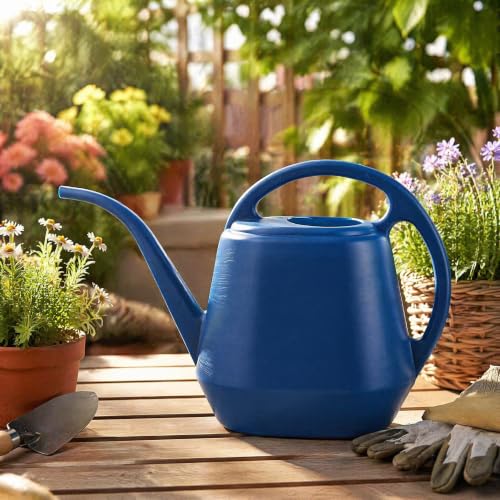 Fasmov Plastic Watering Can, Blue, 1-Gallon