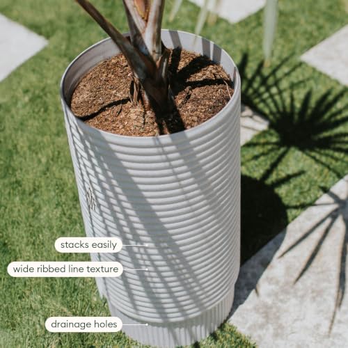 Veradek Mod Series Extra Tall Planter - Tall Outdoor Planter with Shelf - color: White, size: 29 inch - 2 Pack