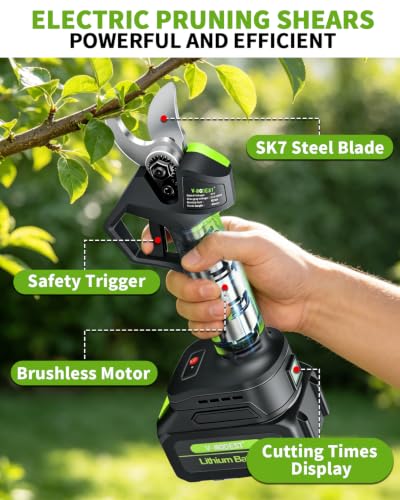 4-in-1 Cordless Pole Saw&Electric Pruning Shear, 8" 15Ft Reach, 2 Batteries - color: Green