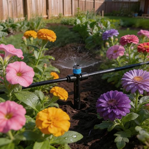 20 Pack Quick Connect 1/4 Inch Drip Irrigation Emitters, 1/4'' Drip in-line Pass Through Vortex Emitters Adjustable 360 Degree Dripline Stake Emitter with 10 Plugs for DIY Sprinkler Systems - color: Blue Vortex Emitter-2Way