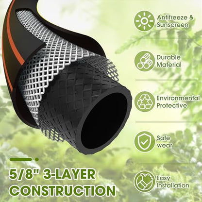 Garden Hose 100ft x 5/8", Heavy Duty Water Hose, Kink Resistant - color: Dark, size: 100FT