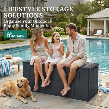 YITAHOME 134 Gallon Large Deck Box - color: Dark Gray, size: 134 Gallon