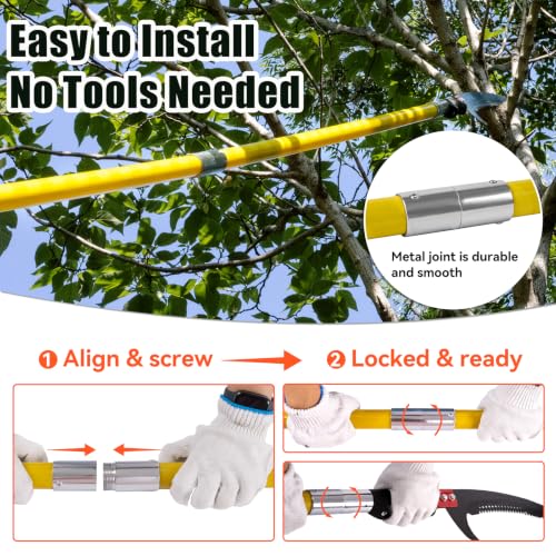 30FT Manual Pole Saw for Tree Trimming, Extendable Tree Pruner