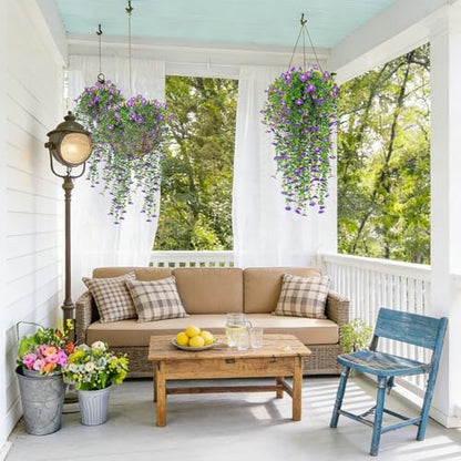 RECUTMS Artificial Hanging Flowers for Outdoors 4Pc Silk Daisy Plant Purple - color: Purple