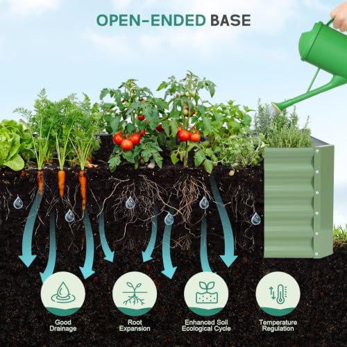 Galvanized Steel Raised Garden Bed, 4x2x1.4ft, 2Pack, Green - color: Olive Green, size: 4×2×1.4 ft (2 Packs)