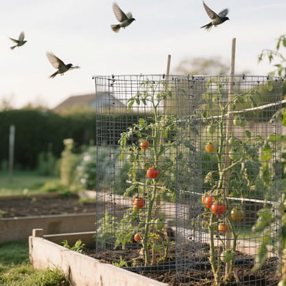 30 Pcs 24'' x 12'' Large Wire Plant Protector from Animals With Metal Cover, 10 Pack Metal Plant Cage Chicken Wire Cloche with 10Pcs Metal Covers to Keep Animals Out, Garden Protection Bunny Barricade - size: 10 Pack 24'' x 12'' with 10 Pcs 12'' Cover
