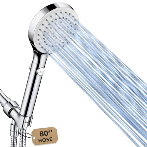 FASDUNT Shower Head with Handheld, High Pressure Showerhead with Long Hose - color: Premium Chrome, style: 6 Spray-Settings