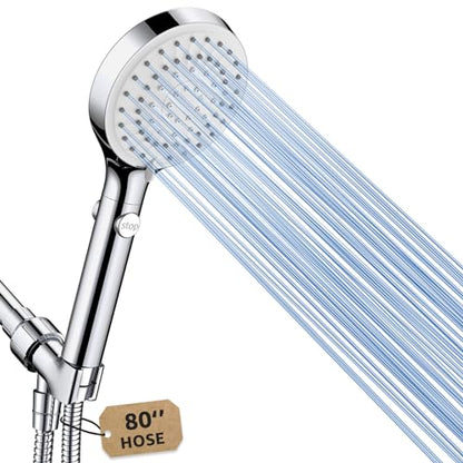 FASDUNT Shower Head with Handheld, High Pressure Showerhead with Long Hose - color: Premium Chrome, style: 6 Spray-Settings