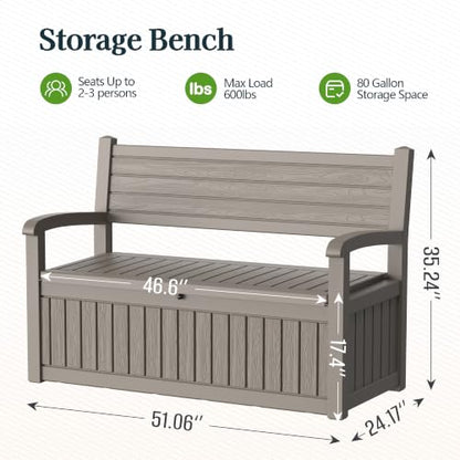 Outdoor Bench, Waterproof Garden Storage Bench, 110 Gallon Deck Box