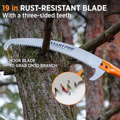 StartPro 29ft Reach Tree Pruning Saw, Telescopic Manual Lightweight Extendable 23ft Pole Saw with Sharp Carbon-Enriched Blade for Pruner for Yard, Garden, Patio & Forestry Use - size: 23ft