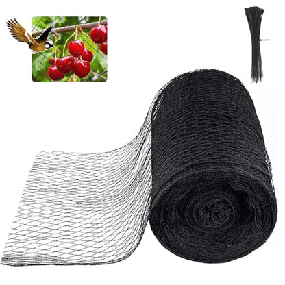 Bird Netting 25x100 Ft, 1" Mesh Heavy Duty HDPE Garden Net, Black - size: 25' x 100'