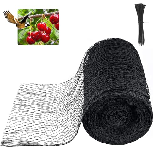 Bird Netting 50x50 Ft, 1" Mesh Heavy Duty HDPE Garden Net, Black - size: 50' x 50'
