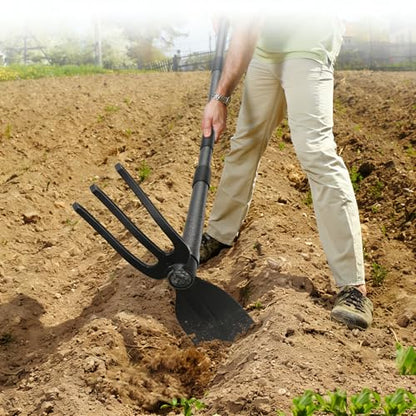 60” Garden Hoe 2-in-1 Heavy Duty Cultivator Tool for Weeding Soil Loosening - size: 60 Inches