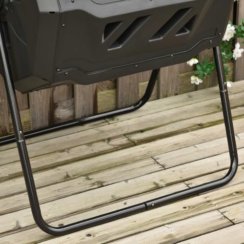 Outsunny Tumbling Compost Bin 360° Dual Chamber 43 Gallon, Green - color: Green