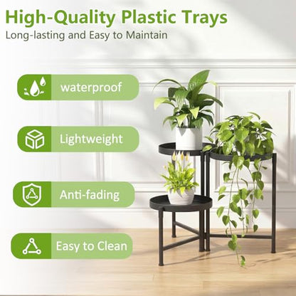 3 Tier Tall Metal Plant Stand, Duty Tiered Flower Shelf for Patio Garden - size: 3 Tier