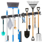 ZONGOOL 2 Pack Mop Broom Holder Wall Mount 3 Racks 4 Hooks Storage Black - color: Black, size: 2Pack 3R4H