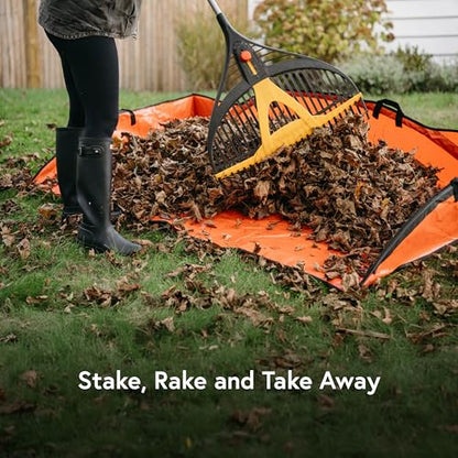 Leaf Tarp for Fast Yard Cleanup –Leaf Collection Tarp with 6 Handles & Ground Stakes – Lawn Leaf Bag for Raking, Garden Debris & Yard Waste Removal, Wind Proof, 5’ x 7’ Large Capacity - size: 5' x 7'