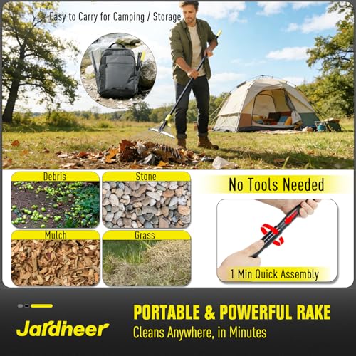 Jardineer Adjustable Leaf Rake, Expandable Lightweight Metal Yard Rakes
