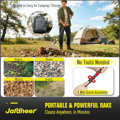Jardineer Adjustable Leaf Rake, Expandable Lightweight Metal Yard Rakes
