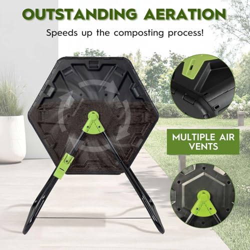 Compost Tumbler, 21-Gallon (80L) Outdoor Garden Compost Bin - color: 21 Gallon