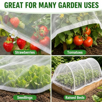 RAINFLOW Garden Netting 10 x 5 FT - 60 Mesh Plant Cover for Raised Beds