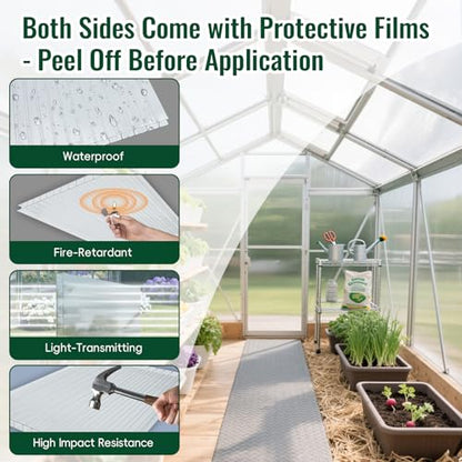 EVERECO 6 Pcs Greenhouse Panel, 8'FT x 2'FT x 0.24" in Polycarbonate Sheet - size: 8'FT x 2'FT x 0.24"IN