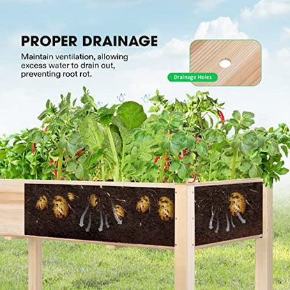 VIVOSUN Elevated Wooden Raised Garden Bed, 48 x 24 x 30 Inches, Outdoor Wood Planter Box w Bed Liner and Gloves for Garden, Patio, Balcony, Backyard and Outdoors, 220-Pound Capacity (Pack of 2) - size: 48 x 24 x 30 In(Elevated Pack of 2)