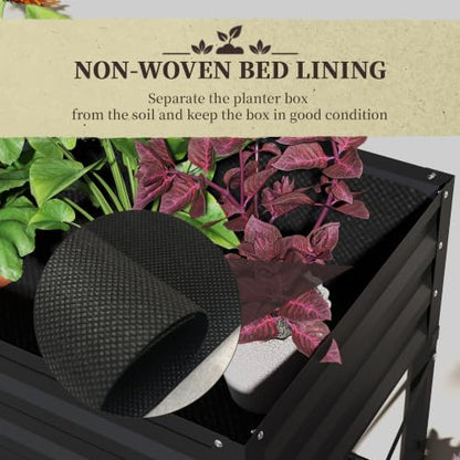 Outsunny Raised Garden Bed with Galvanized Steel Frame, Black - color: Black