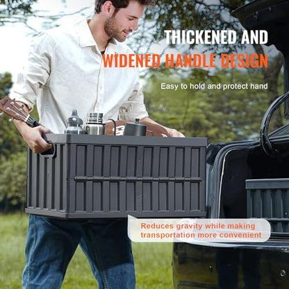 VEVOR 65L Collapsible Storage Bins with Lids 3 Packs, Stackable Crates