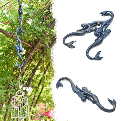 Sungmor Cast Iron Plant Hangers, 2PC Mermaid & 11 Inch Length, Large S Hooks for Hanging Plants, Ceiling Extender Hooks for Hanging Flower Basket, Planter, Macrame Plant Holder, Lantern, Windchime - color: Mermaid Hooks- 2pcs