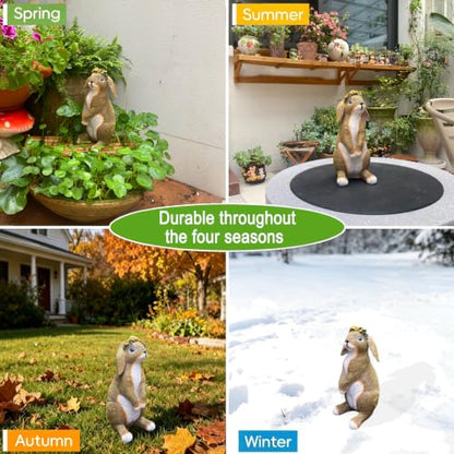 Lonyin Rabbit Garden Statue, Bunny Animal Figurines Indoor Outdoor Statues - color: Large Flower Rabbit