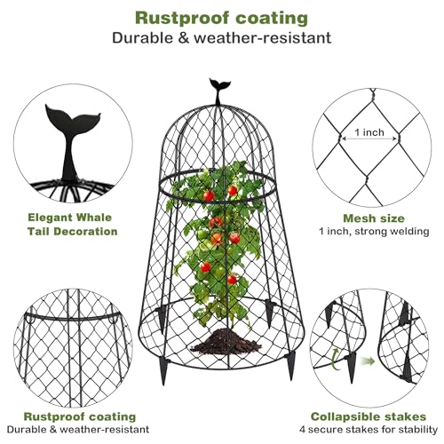 10 Packs Garden Cloches for Plants, Plant Protectors from Animals, Chicken Wire Cloche, Plant Cloche and Cage, Protection for Your Plants and Seedlings, 13" D x 20" H - Black - size: 10pcs - 20" High