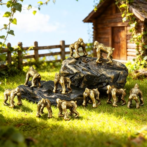 Civaner 50 Pcs Mini Brass Figurines Small Gorilla Statue Mini Metal Animals - style: Gorilla