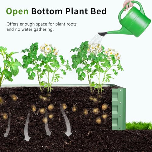 DoCred 3 in 1 Raised Garden Bed with 87"H Arch Trellis 4x2x1 Ft (Rectangle) - color: Green