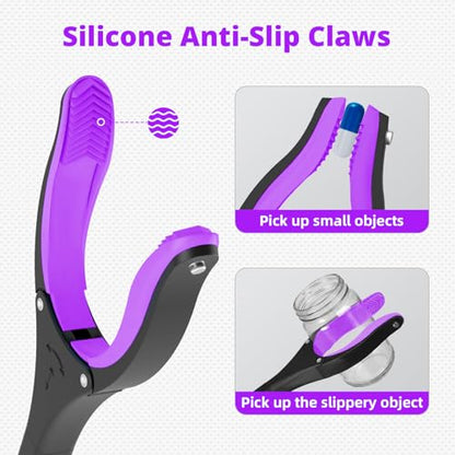 2Pcs 32" Foldable Grabber Reacher Tool for Seniors Purple - color: Purple