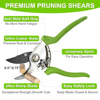 2Pcs Garden Shears Set, High Carbon Steel Pruning Loppers - style: Classic