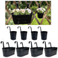 8 Pack Mixed Size Metal Railing Planters with Hanging Hooks, Black - color: Black, size: Oval 10"*4 + Round 4"*4