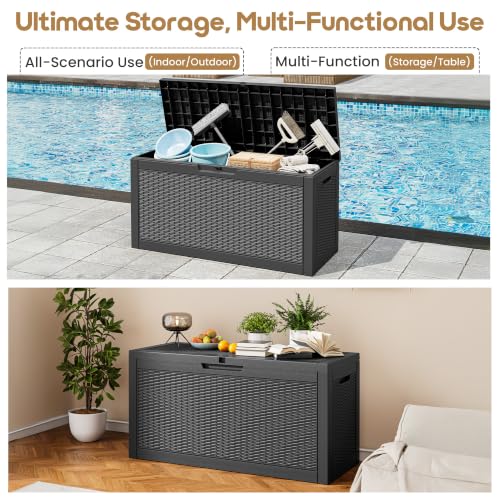 75 Gallon Outdoor Storage Box Waterproof Deck Box Patio Storage - color: Black, style: 75Gallon