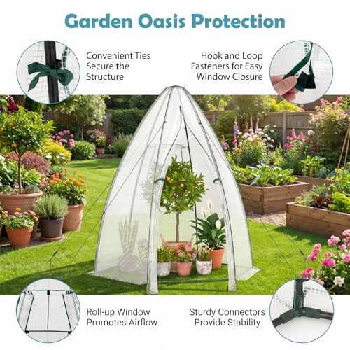 Happygrill Portable Mini Greenhouse with Windproof PE Cover & Window - color: Clear