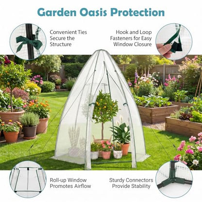 Happygrill Portable Mini Greenhouse with Windproof PE Cover & Window - color: Clear