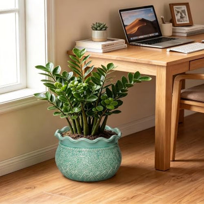 Ceramic Planter 12 Inch, Ceramic Plant Pot, Crack Lake Green - color: Crack Lake Green, size: 12 Inch