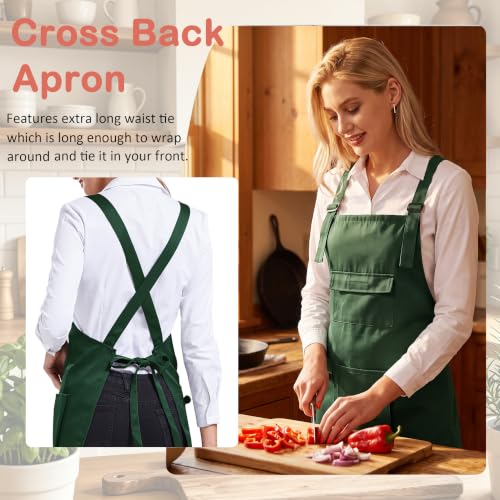Nanxson Apron with Pockets Cross Back Apron for Hair Stylist Gardening - color: Darkgreen