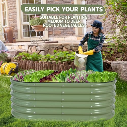 Galvanized Raised Garden Bed Outdoor- 4x2x1.4FT Planter Box, Green - color: Green, size: 4x2x1.4ft