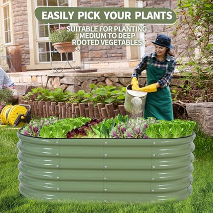 Galvanized Raised Garden Bed Outdoor- 4x2x1.4FT Planter Box, Green - color: Green, size: 4x2x1.4ft