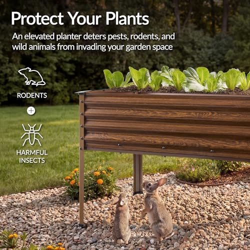 Best Choice Products 48x24x30in Galvanized Raised Garden Bed, Metal Elevated Planter Box, Vegetable Garden for Backyard, Patio, Balcony, 100% Non Toxic Materials - Wood Grain - color: Wood Grain, size: 48x24x30in