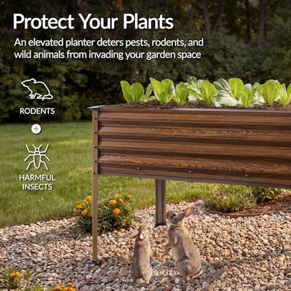 Best Choice Products 48x24x30in Galvanized Raised Garden Bed, Metal Elevated Planter Box, Vegetable Garden for Backyard, Patio, Balcony, 100% Non Toxic Materials - Wood Grain - color: Wood Grain, size: 48x24x30in