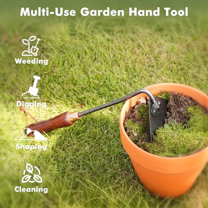 RESTMO Garden Hoe, Heavy Duty, Digging, Planting, Weeding, Brown - size: Triangle Garden Hoe